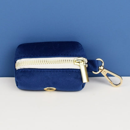 Custom Navy Blue Velvet Personalised Dog Collar, Matching Dog Bowtie, Dog Flower, Dog Leash, Dog Harness & Dog Poop Bag