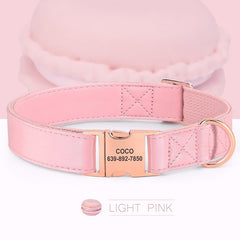 Personalized Engraved Plain Dog Collar Leather Padded with Dog Name Engraved, Dog Collar With Matching Bow Tie