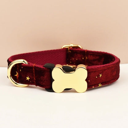 Personalised Dog Bone Tag, Christmas Dog Collar, Fancy Dog Collar and Leash, Collar for Male Dog, Engraved Name on Dog Collar, Boy Collar
