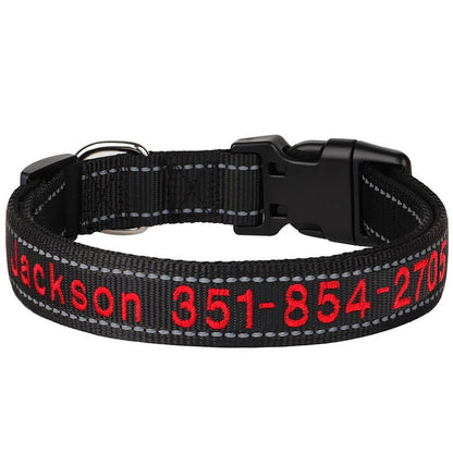 Personalised Reflective Dog Collar - Heavy Duty Nylon