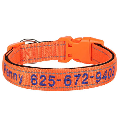 Personalised Reflective Dog Collar - Heavy Duty Nylon