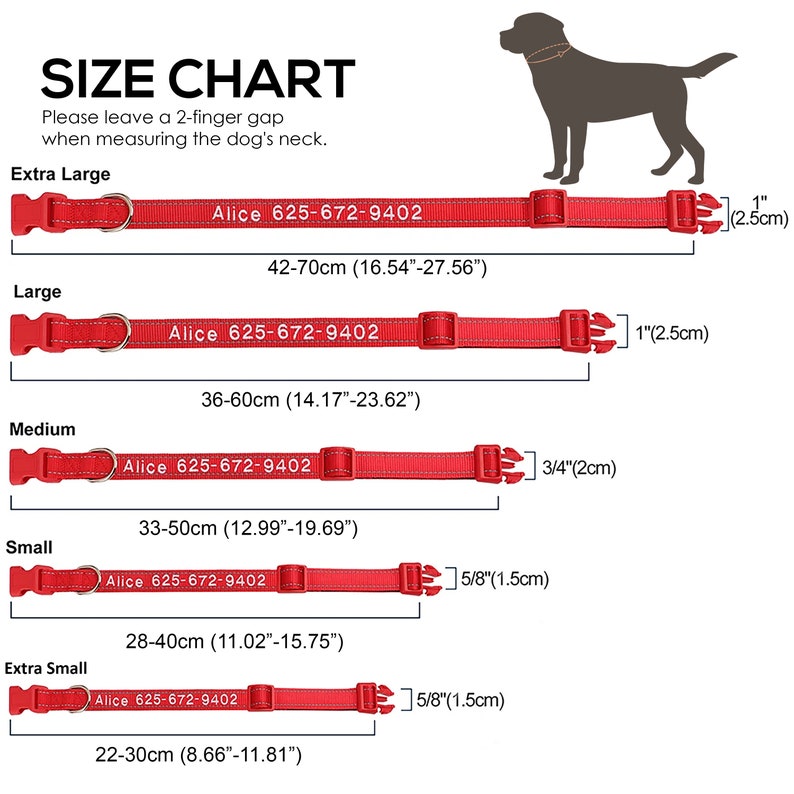 Personalised Reflective Dog Collar - Heavy Duty Nylon