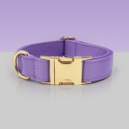 PU Leather Dog Collar, Collar/Lead/Poop Bag, Dog Collar Leash Set Pink+Orange+Purple+Hot Pink Engraved Metal Buckle, Wedding Puppy Gift