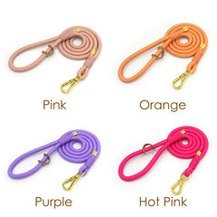 PU Leather Dog Collar, Collar/Lead/Poop Bag, Dog Collar Leash Set Pink+Orange+Purple+Hot Pink Engraved Metal Buckle, Wedding Puppy Gift
