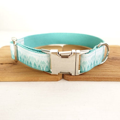 Personalised Blue Mountain Dog Collar or Dog Collar and Leash