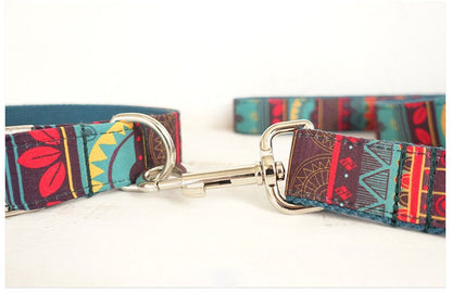 Personalised Tribal Custom Dog Collar Handmade Dog Collar or Dog Collar and Leash Set