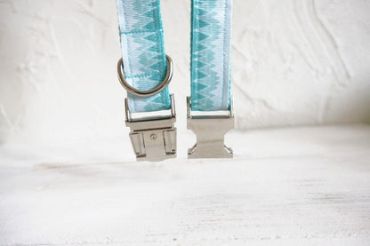 Personalised Blue Mountain Dog Collar or Dog Collar and Leash