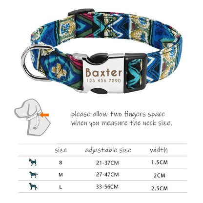 Personalised Laser Engraved Nylon Colourful Abstract Dog Collar/Leash * Personalised Pet Gift