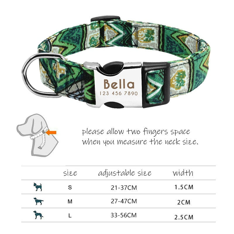 Personalised Laser Engraved Nylon Colourful Abstract Dog Collar/Leash * Personalised Pet Gift