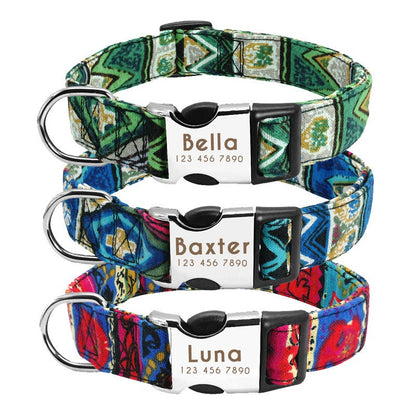 Personalised Laser Engraved Nylon Colourful Abstract Dog Collar/Leash * Personalised Pet Gift