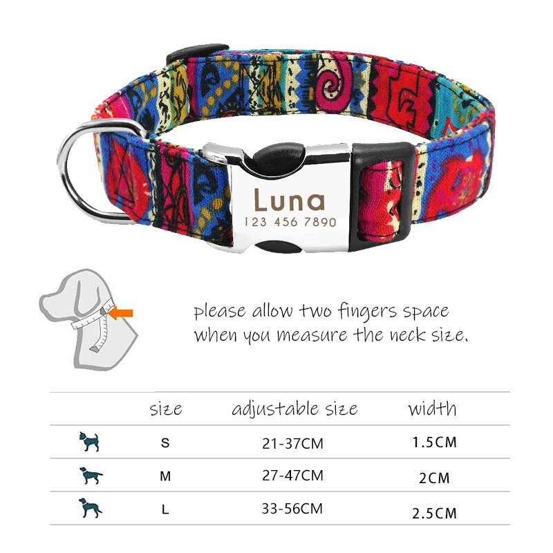 Personalised Laser Engraved Nylon Colourful Abstract Dog Collar/Leash * Personalised Pet Gift