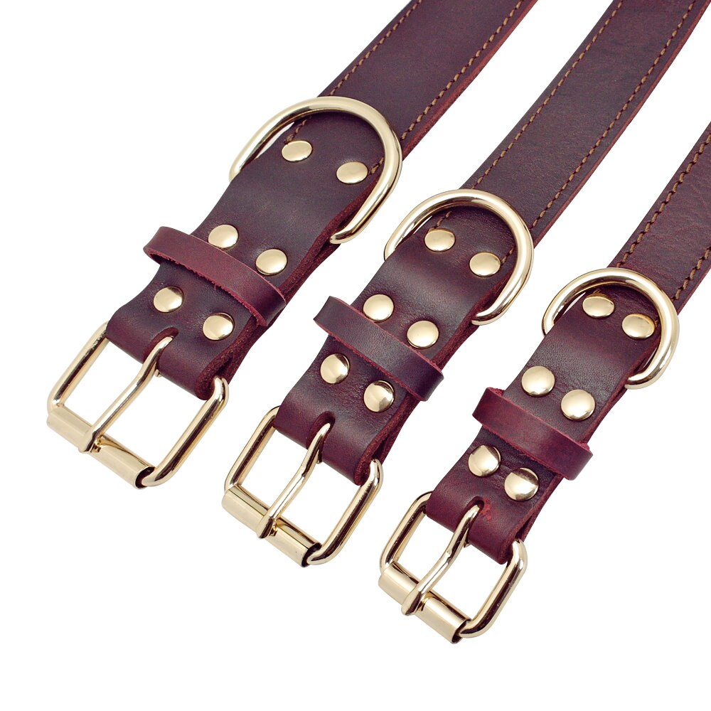 CLEARANCE, NEXT DAY ship | Personalised Laser Engraved Genuine Leather Dog Collar (Red Brown/Dark Brown)