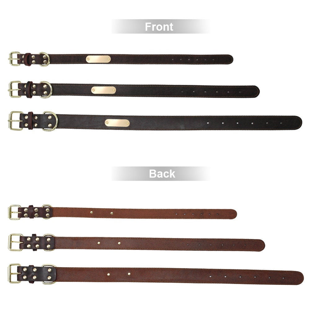 CLEARANCE, NEXT DAY ship | Personalised Laser Engraved Genuine Leather Dog Collar (Red Brown/Dark Brown)