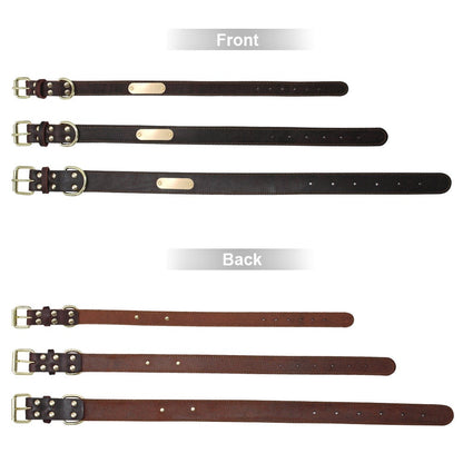 CLEARANCE, NEXT DAY ship | Personalised Laser Engraved Genuine Leather Dog Collar (Red Brown/Dark Brown)