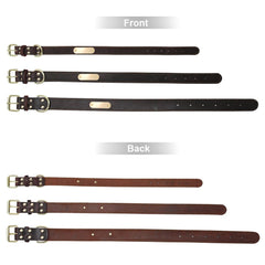 CLEARANCE, NEXT DAY ship | Personalized Laser Engraved Genuine Leather Dog Collar (Red Brown/Dark Brown)
