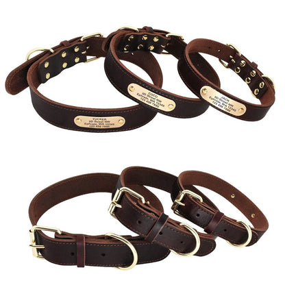 CLEARANCE, NEXT DAY ship | Personalised Laser Engraved Genuine Leather Dog Collar (Red Brown/Dark Brown)