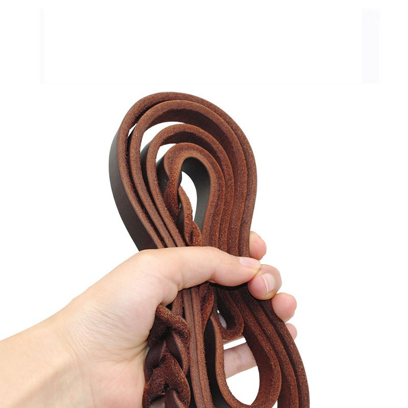 Genuine Leather Soft Dog Leash 6 Feet/180cm Long, Brown/Dark Grey