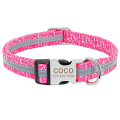 Personalised Laser Engraved Nylon Reflective Neon Sporty Dog Collar, or Dog Collar Leash combo