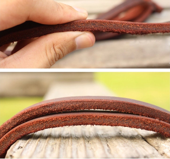 Genuine Leather Soft Dog Leash 6 Feet/180cm Long, Brown/Dark Grey