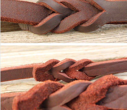 Genuine Leather Soft Dog Leash 6 Feet/180cm Long, Brown/Dark Grey