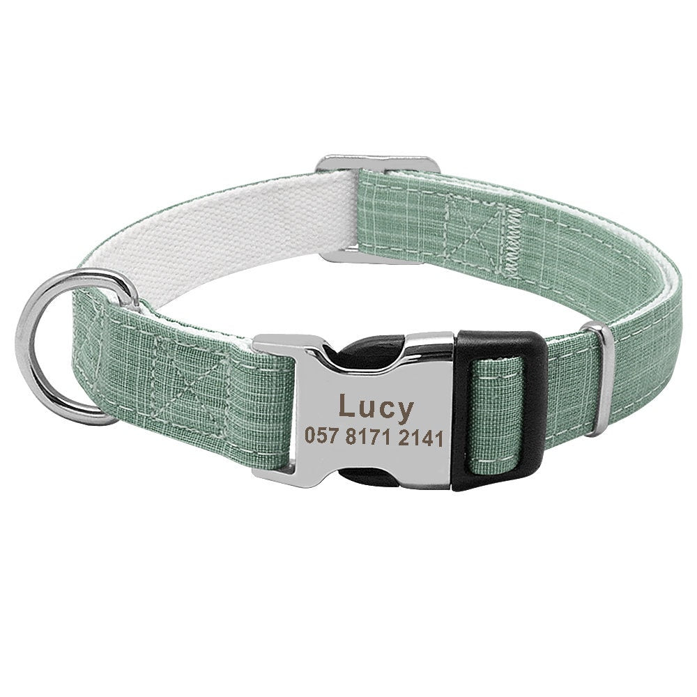 Personalised Laser Engraved Bamboo Fibre Dog Collar Lightweight Buckle Pink Green Grey Personalised Pet Gift Small Dog to Large Dog