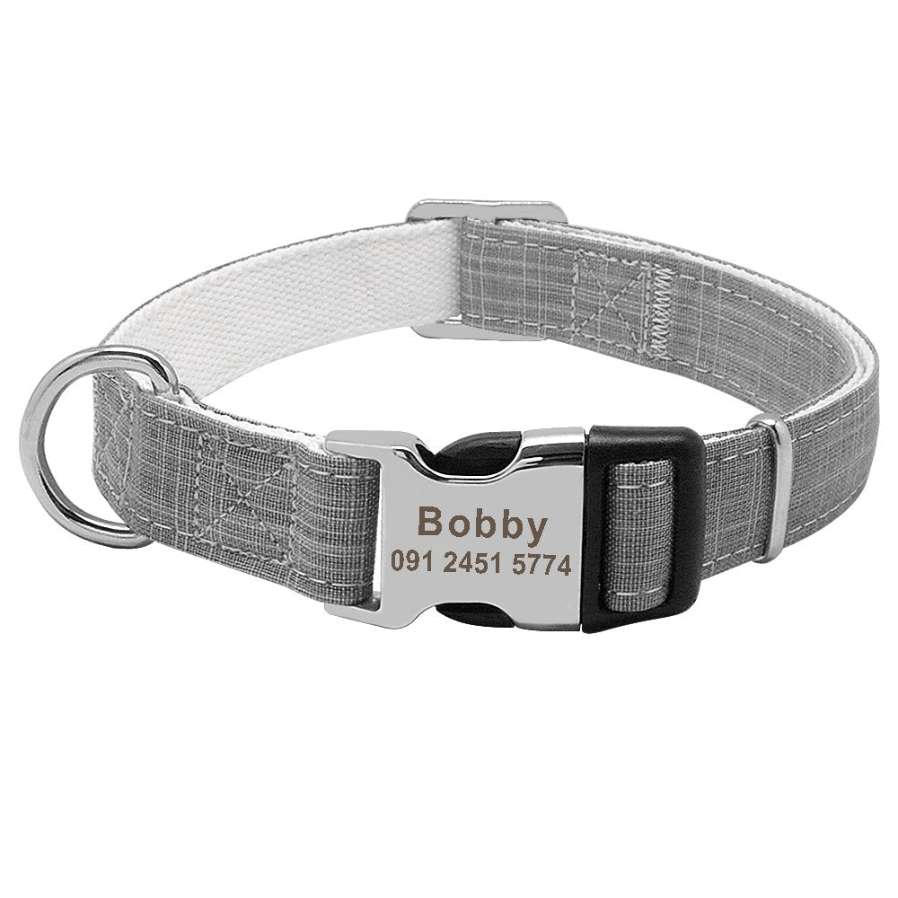 Personalised Laser Engraved Bamboo Fibre Dog Collar Lightweight Buckle Pink Green Grey Personalised Pet Gift Small Dog to Large Dog