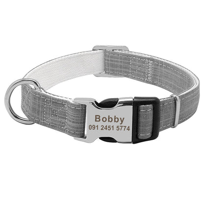 Personalised Laser Engraved Bamboo Fibre Dog Collar Lightweight Buckle Pink Green Grey Personalised Pet Gift Small Dog to Large Dog