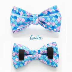 Dog Collar Personalized Engraved Handmade Mermaid Design Dog Collar and Lead Set, Dog Bow Tie