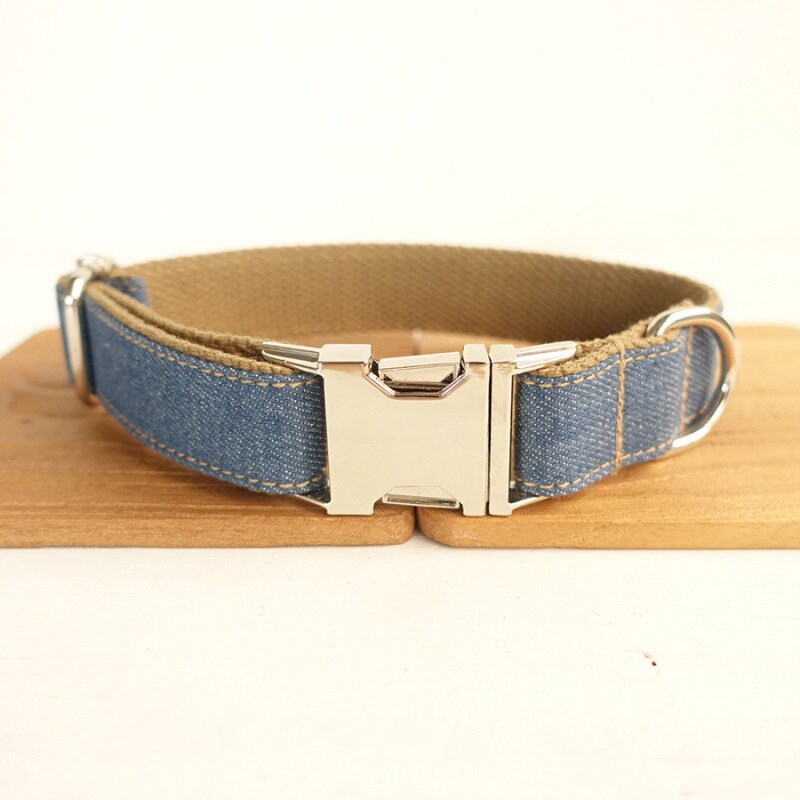 Personalised Jean Custom Dog Collar or Dog Collar and Lead Set