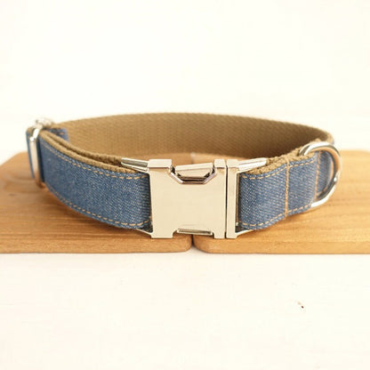 Personalised Jean Custom Dog Collar or Dog Collar and Lead Set
