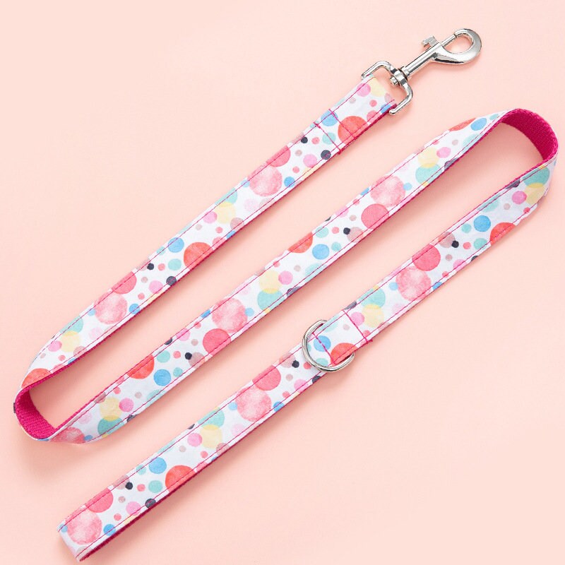 Personalised Colourful Bubble Design Collar with Name, Girl Pink Fancy Dog Collar