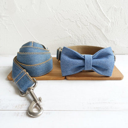 Personalised Jean Custom Dog Collar or Dog Collar and Lead Set