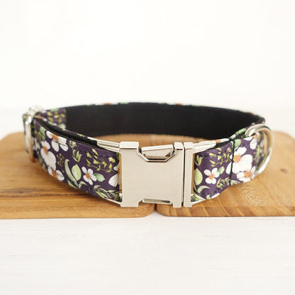 Personalised Floral Dog Collar / Leash / Detachable Bowtie, different combos available * Personalised Pet Gift
