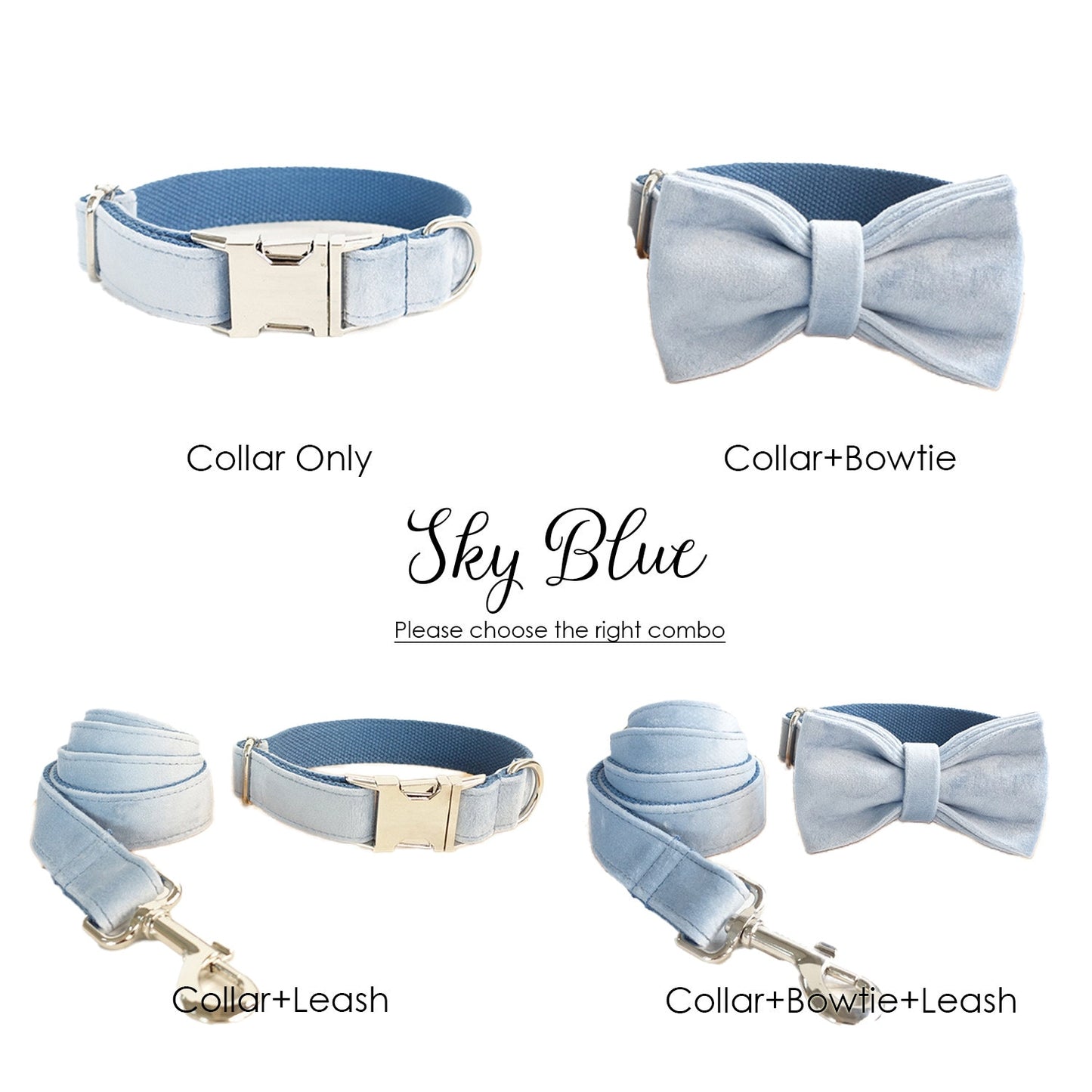 Personalised Velvet Dog Collar or Dog Collar and Leash
