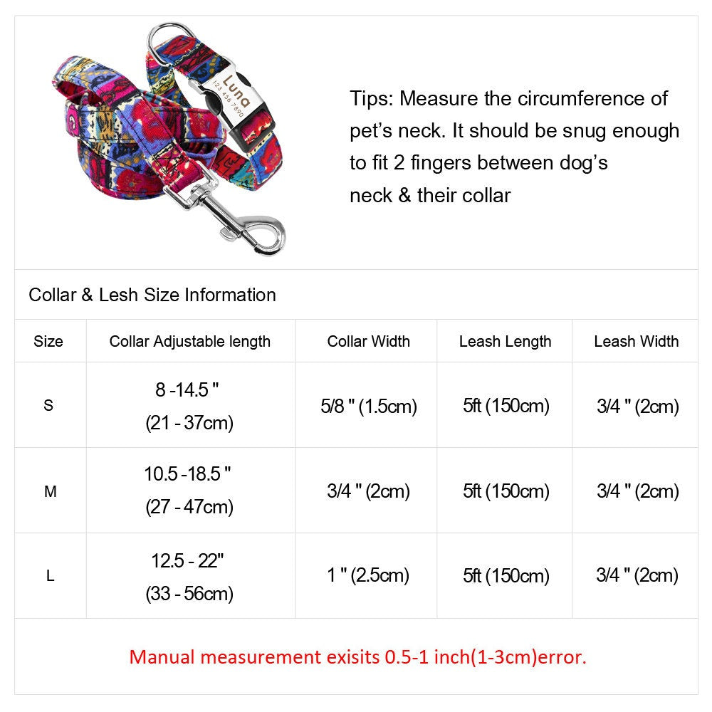 Personalised Laser Engraved Nylon Colourful Abstract Dog Collar/Leash * Personalised Pet Gift