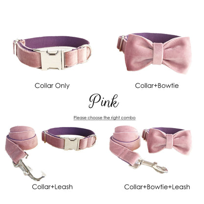 Personalised Velvet Dog Collar or Dog Collar and Leash