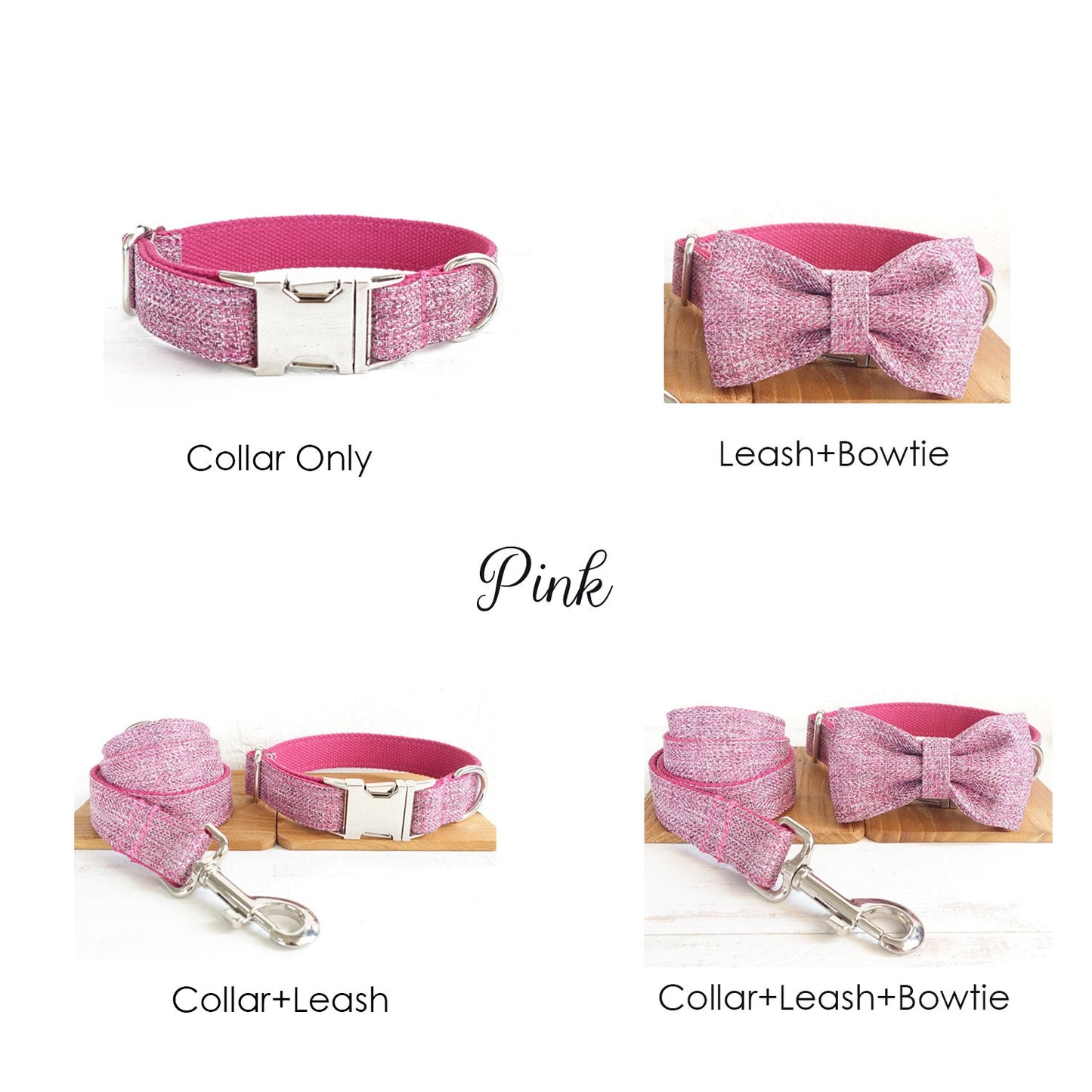 Personalised Pink Blue SUIT Dog Collar or Dog Collar and Lead Set