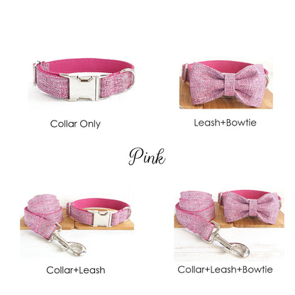 Personalised Pink Blue SUIT Dog Collar or Dog Collar and Lead Set