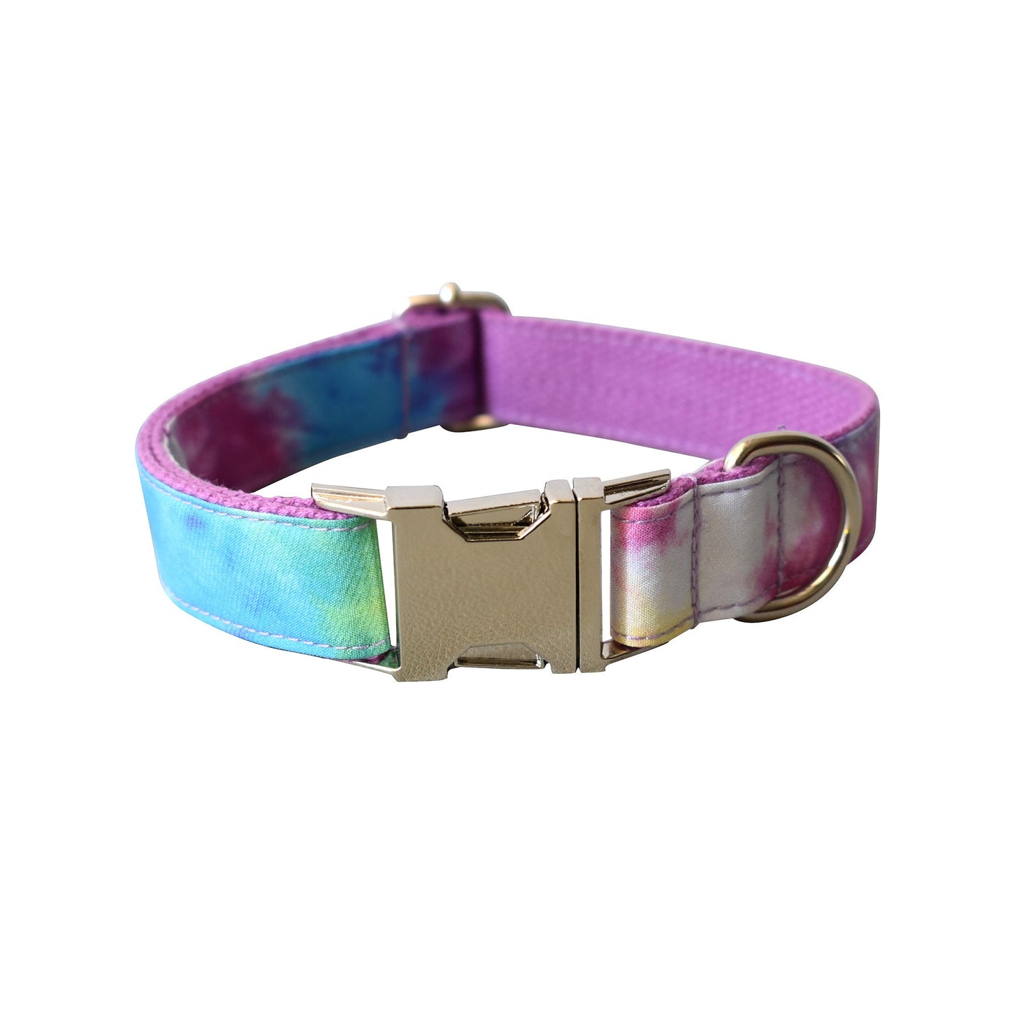 Tiedye Dog Collar Personalised Pet Name Engraved Handmade Dog Collar or Dog Collar and Lead Set