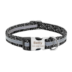 Personalised Laser Engraved Nylon Reflective Neon Sporty Dog Collar, or Dog Collar Leash combo