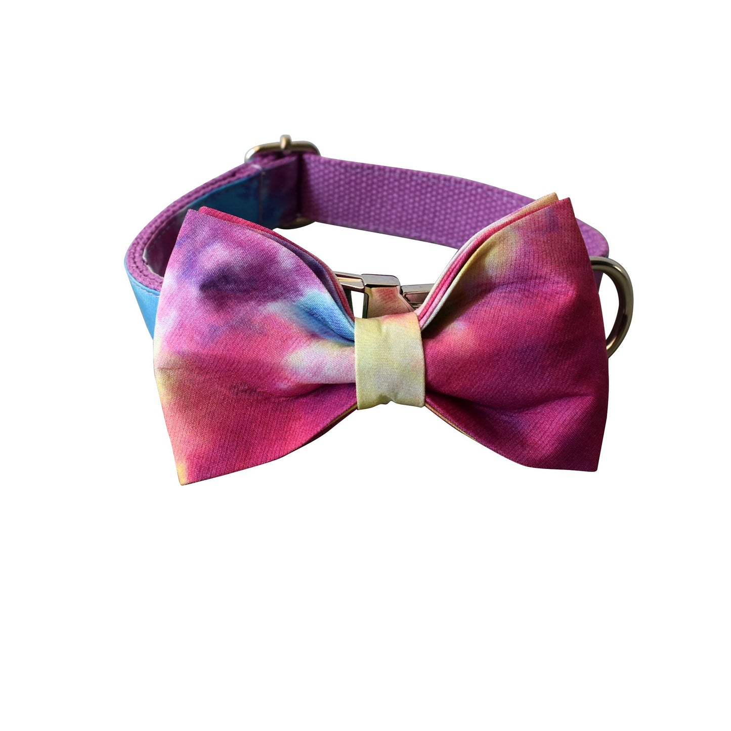 Tiedye Dog Collar Personalised Pet Name Engraved Handmade Dog Collar or Dog Collar and Lead Set