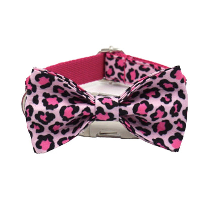 Personalised Pink Leopard Dog Collar or Dog Collar and Lead Set