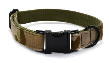Personalised Green Camouflage Dog Collar with Name or Custom Dog Collar and Lead Set