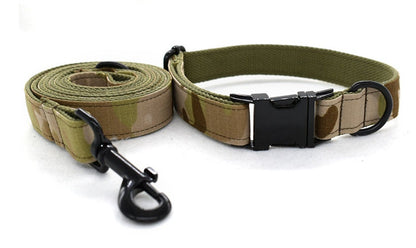Personalised Green Camouflage Dog Collar with Name or Custom Dog Collar and Lead Set