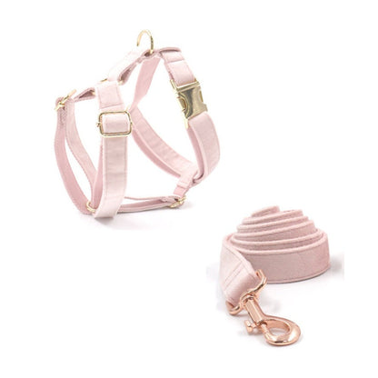 Custom Girl Baby Pink Personalised Dog Collar, Matching Dog Bowtie, Dog Leash, Dog Harness and Dog Poop Bag