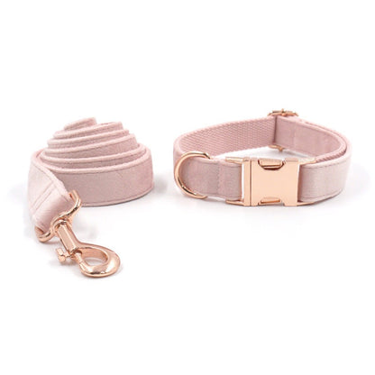Custom Girl Baby Pink Personalised Dog Collar, Matching Dog Bowtie, Dog Leash, Dog Harness and Dog Poop Bag