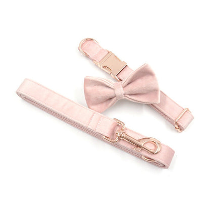 Custom Girl Baby Pink Personalised Dog Collar, Matching Dog Bowtie, Dog Leash, Dog Harness and Dog Poop Bag