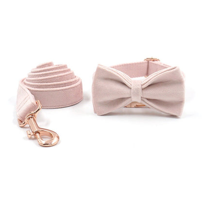 Custom Girl Baby Pink Personalised Dog Collar, Matching Dog Bowtie, Dog Leash, Dog Harness and Dog Poop Bag
