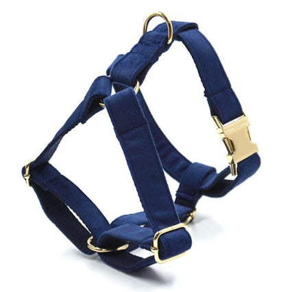 Custom Navy Blue Gold Personalised Dog Collar, Matching Dog Bowtie, Dog Leash, Dog Harness and Dog Poop Bag