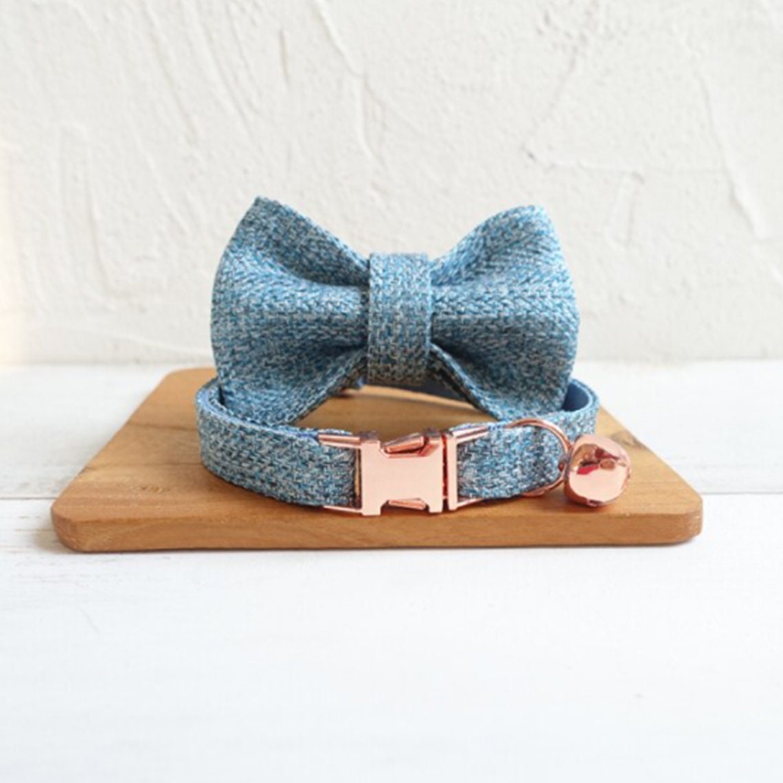 Suit Cat Dog Collar in Gray, Brown, Pink, Blue, Custom with Name, Detachable Bowtie and Bell * Personalised Pet Gift